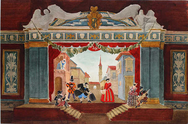 Неизвестный художник. Эскиз сцены Венецианского карнавала